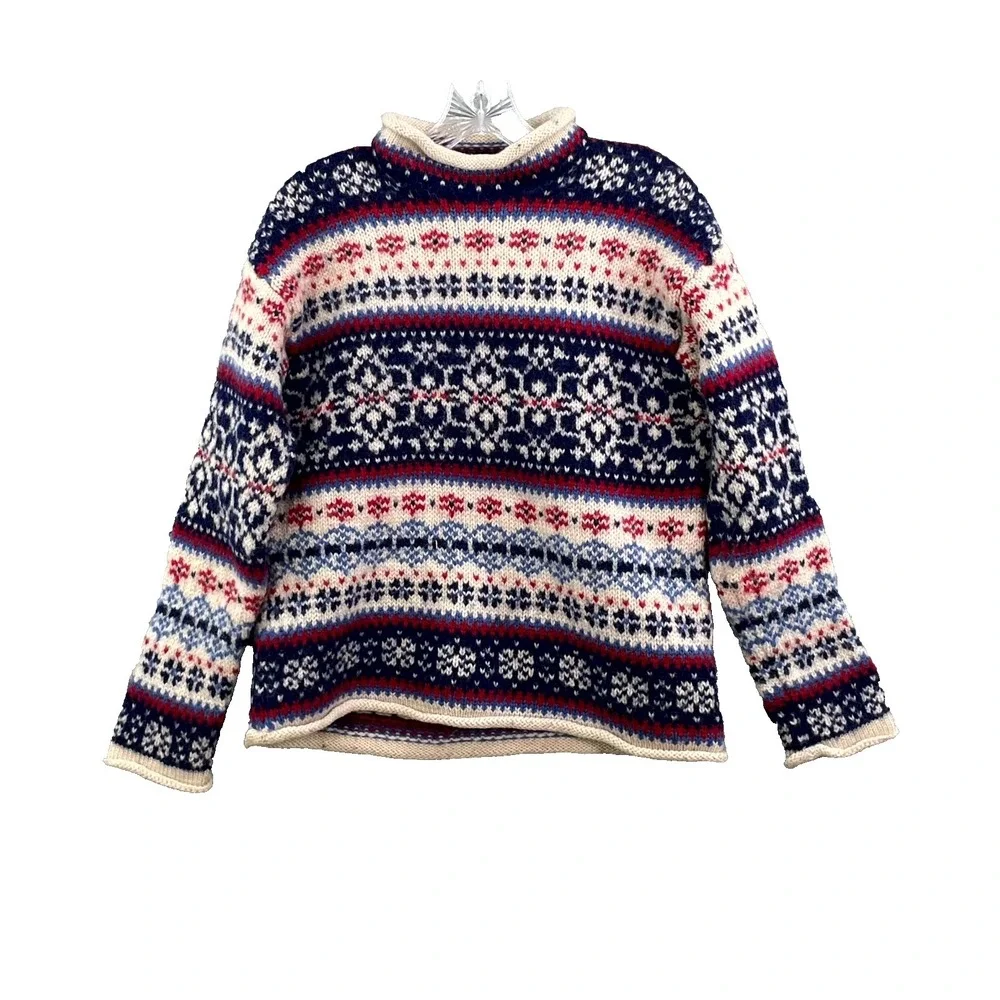 VTG Abercrombie & Fitch Sweater Mens‎ Medium Wool Nordic Fair Isle Winter Preppy